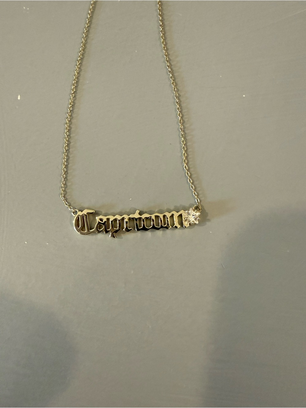 Capricorn Script Pendant Necklace - Gold Tone